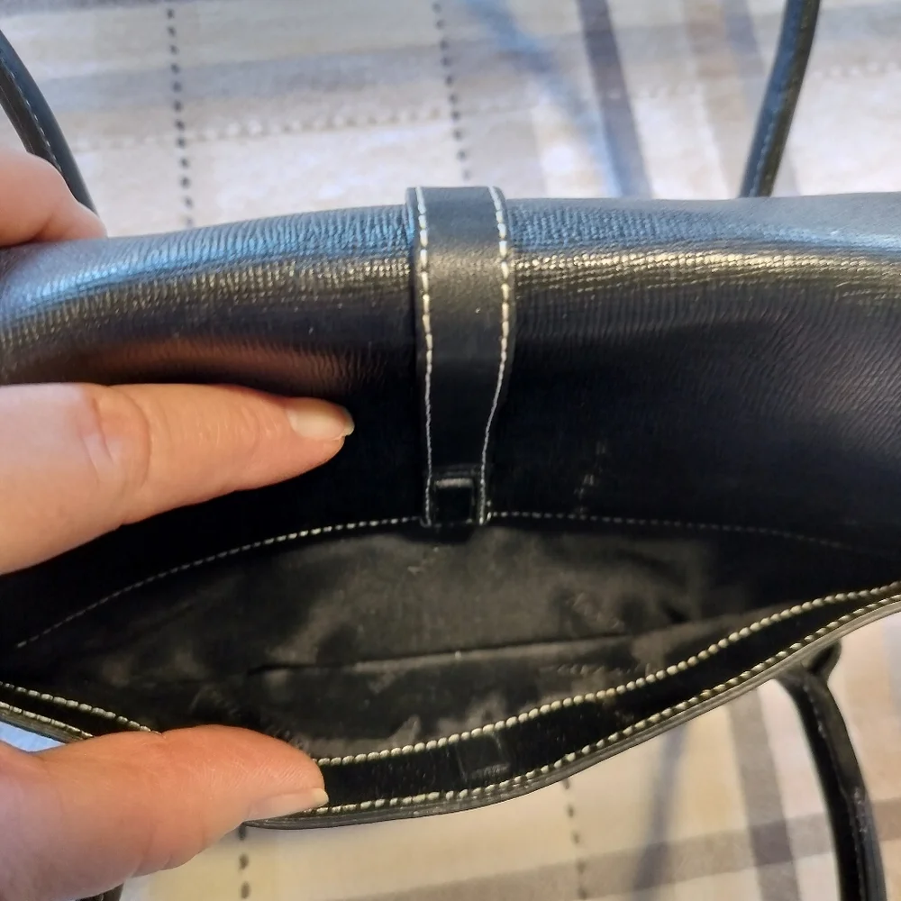 Ann Taylor Leather faux croc buckle bag Black Y2K vintage classic - Picture 10 of 10